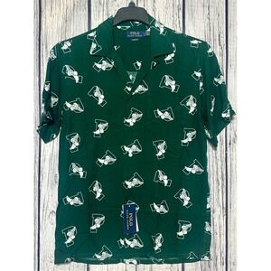 Polo Ralph‎ Lauren P-Wing 1992 Stadium Viscose Graphic Camp Shirt Green Men's S
